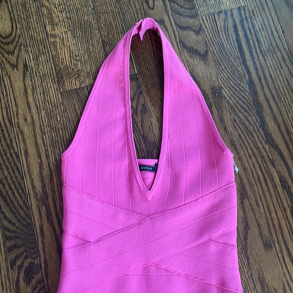 Guess Super Girly Hot Pink BodyCon Halter Bandage  Dress - Picture 2 of 8
